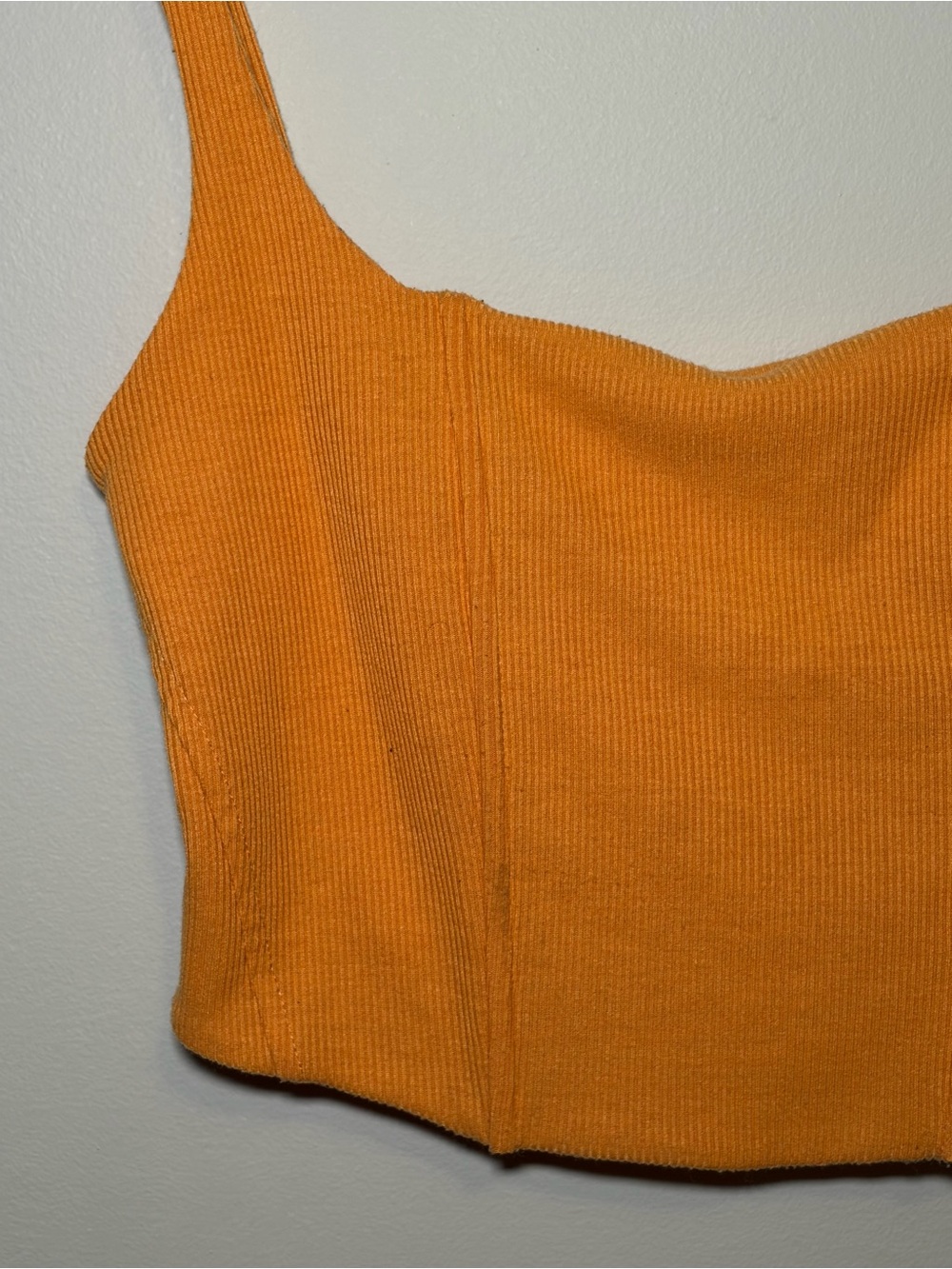 Women’s Orange Ribbed Cropped Top - Picture 5 of 5